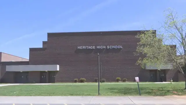 Front of Heritage High School building